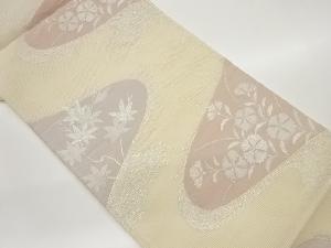 絽曲線に草花模様織出し袋帯